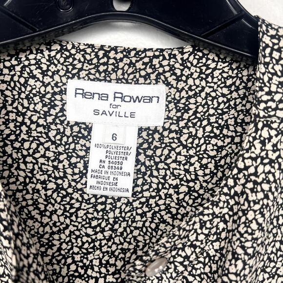 Rena Rowan for Saville Blouse Size 6 Short Sleeve Floral Print Shoulder Pads - Picture 2 of 9